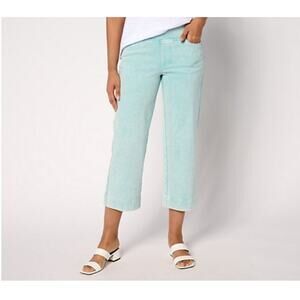 Belle Beach Size 2 Aquarelle Blue Delray Denim Wide Leg Crop Jeans A683828 NWOT